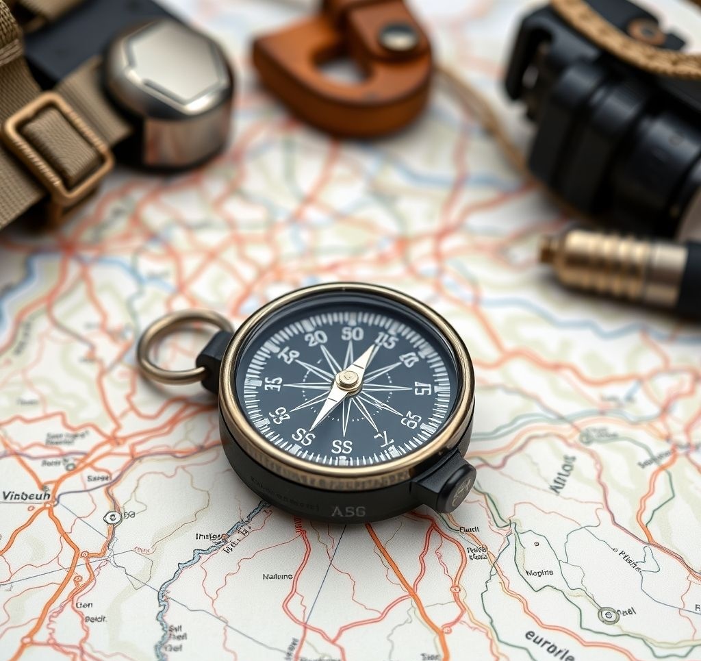 Hiker using compass to take a bearing