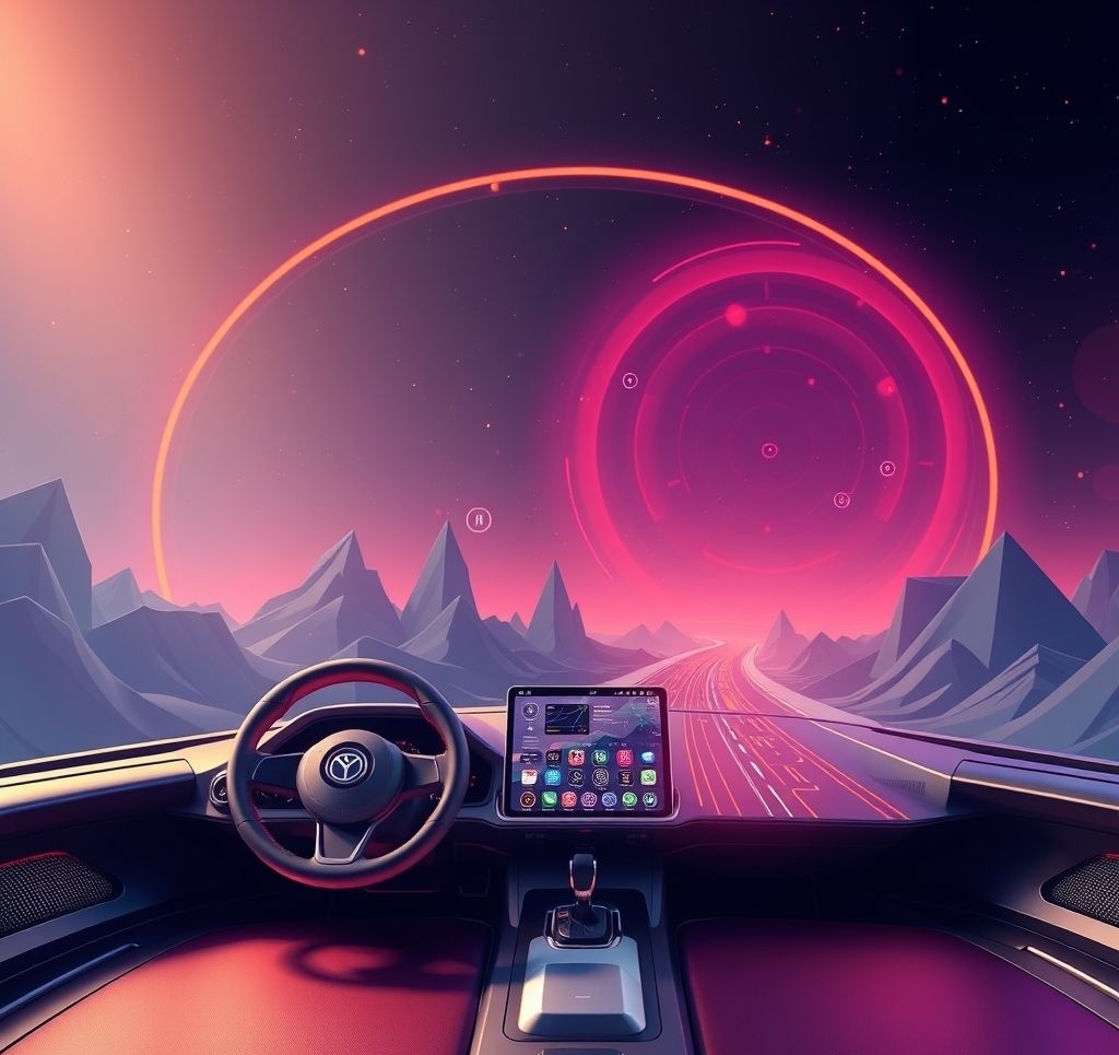 Person using navigation app on smartphone in car