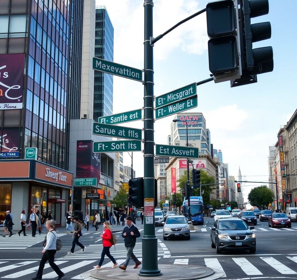Person looking confused while navigating a busy city intersection