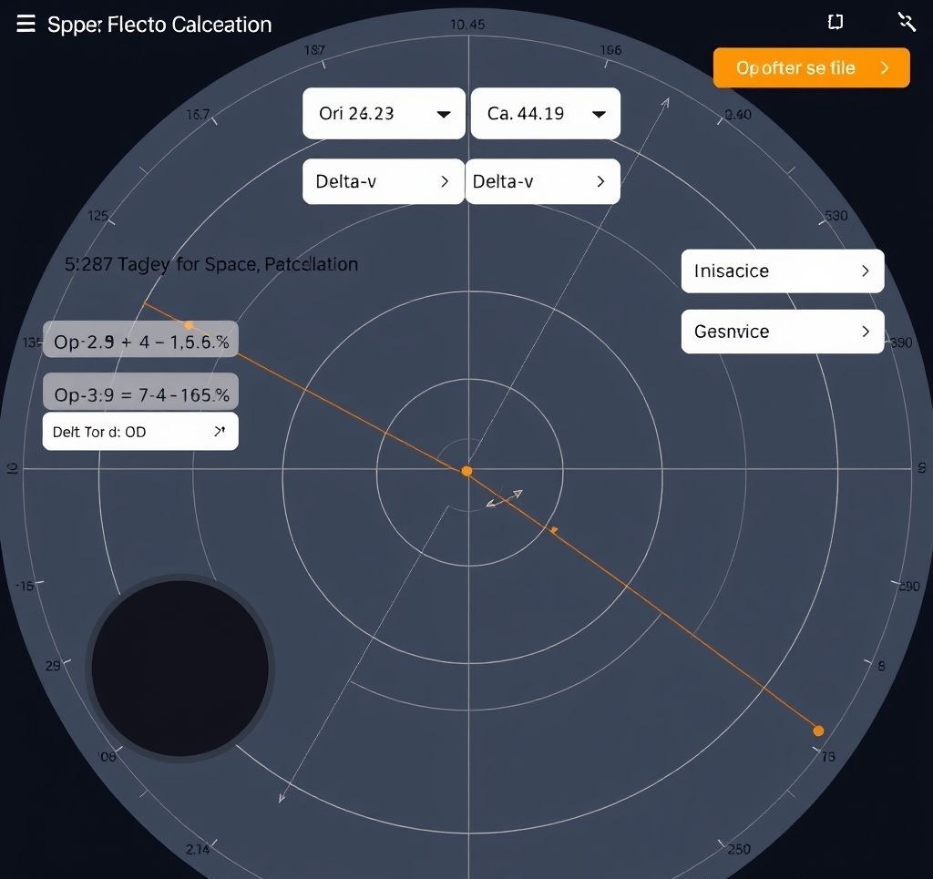Space trajectory calculator showing a spacecraft orbit around Earth