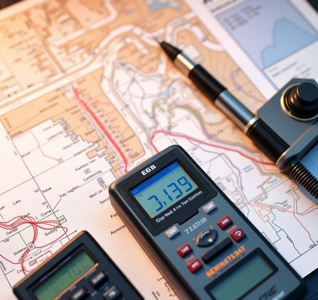 Pilot reviewing various aeronautical charts during flight planning