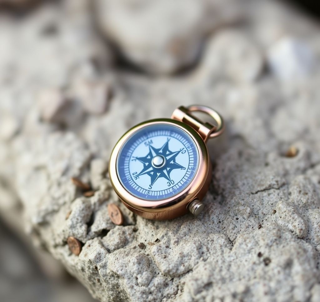 Small button compass that can be attached to watch or worn on wrist