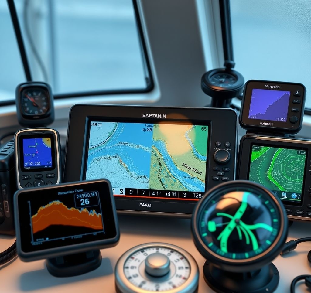 Modern integrated electronic navigation system with radar, chartplotter and AIS