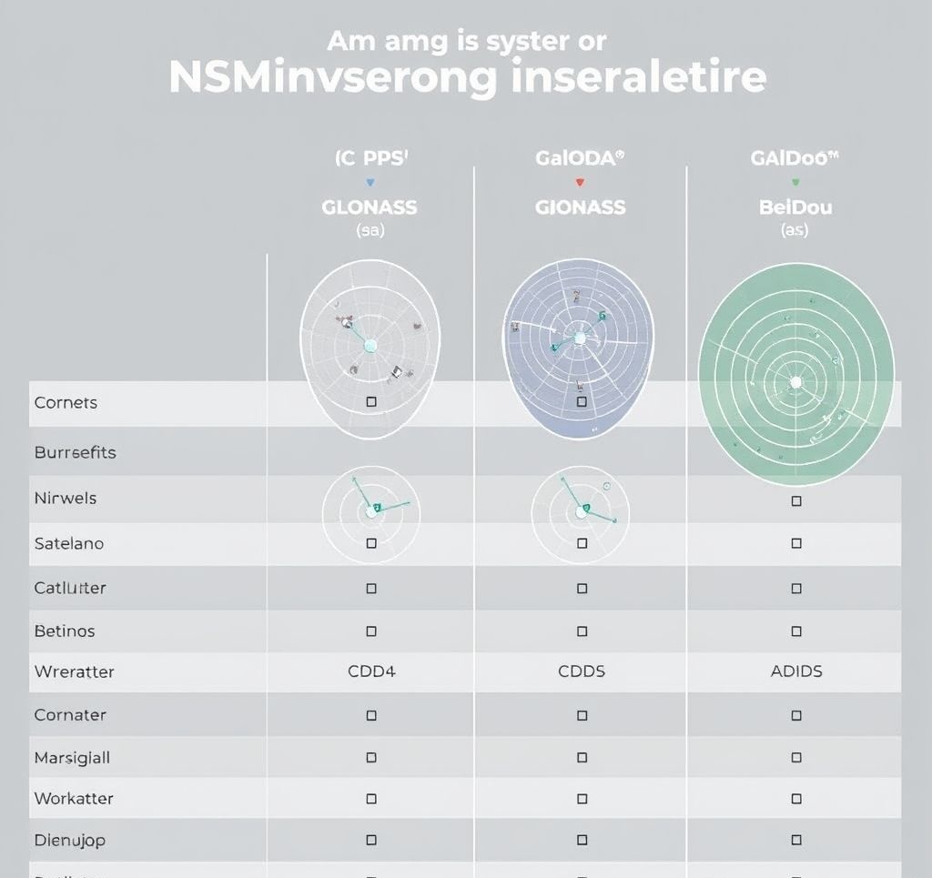 World map showing coverage areas of different global navigation satellite systems