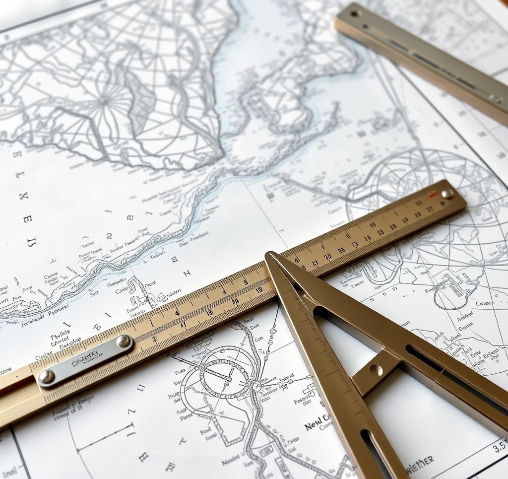 Mariners planning a voyage on nautical charts with weather information